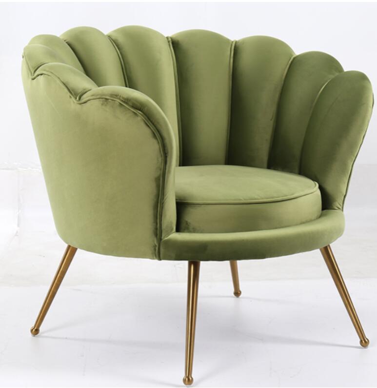 Gold Legs Velvet Shell Shaped Armchair