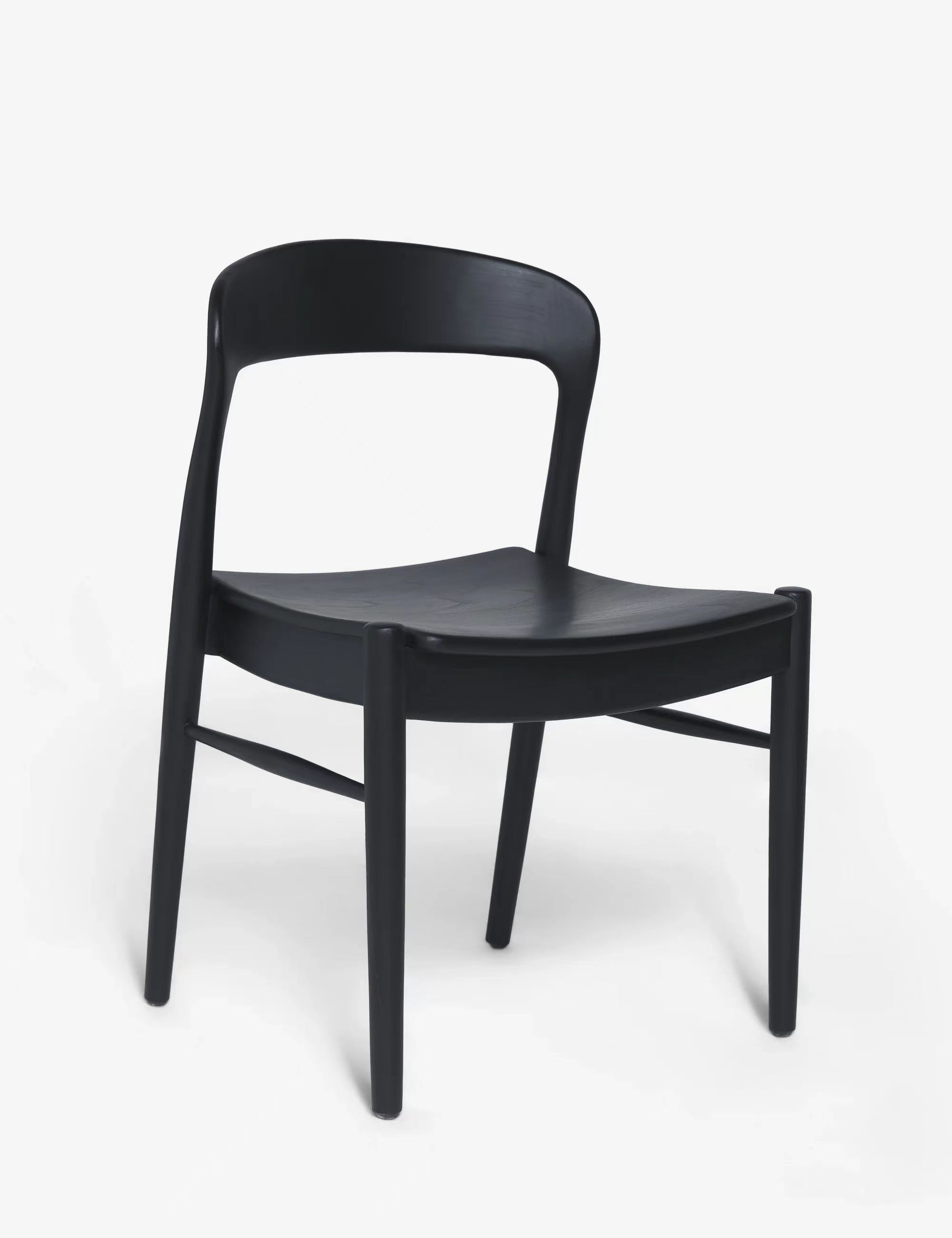 Curved Wooden Dining Arm Chair-Black