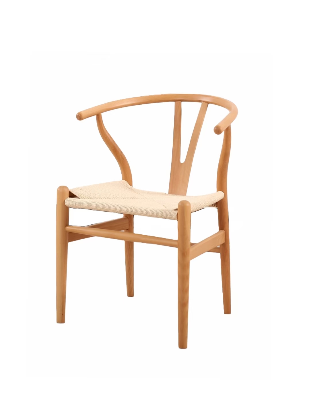 Modern Natural Wood Wishbone Backrest Chair