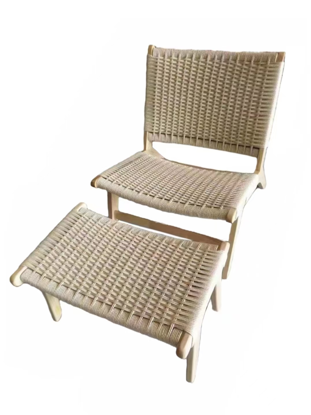 Solid Wood Rattan Porch Shoe Stool