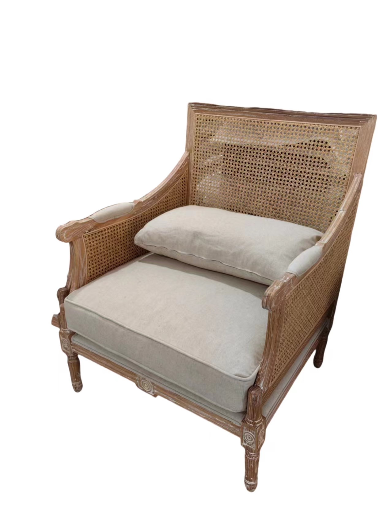 Louis XVI Rattan Back Armchair